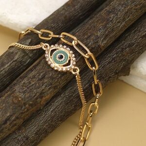 Rhinestone Epoxy Eye Chain Bracelet